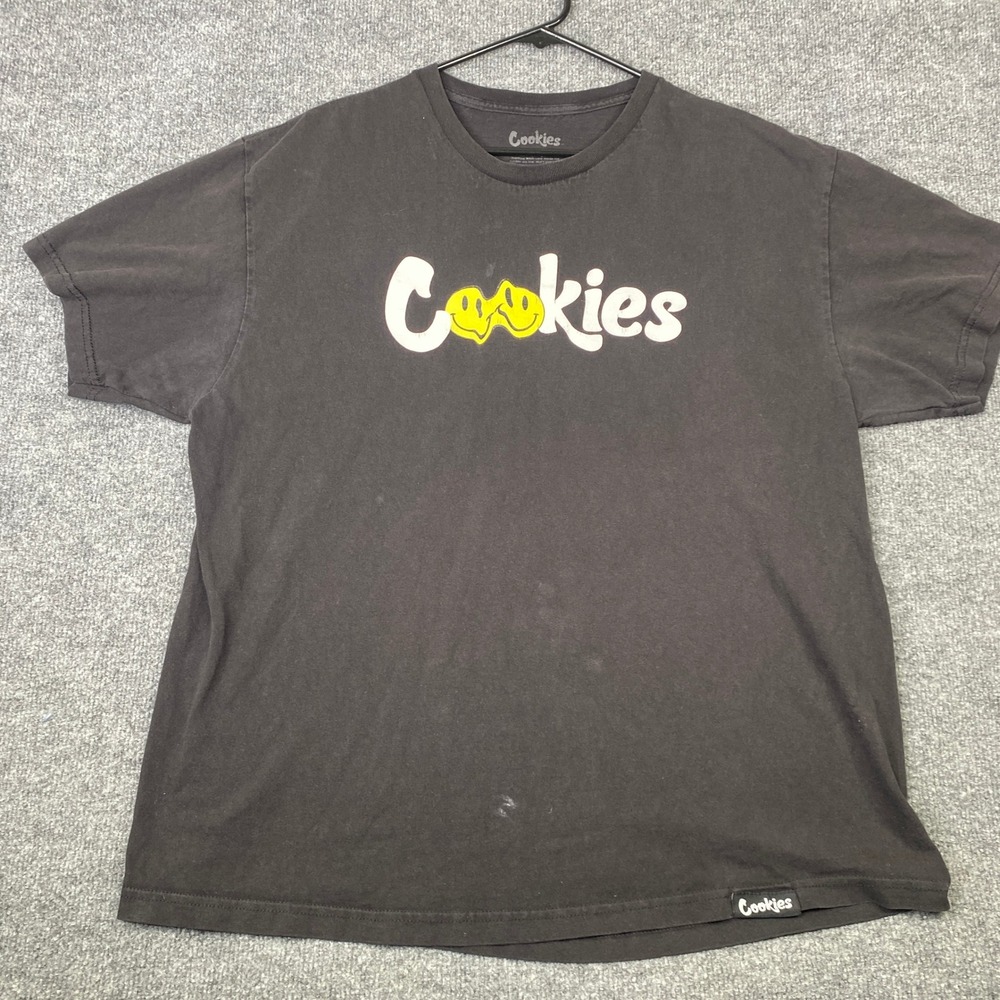 Cookies SF Mens XL Black Smiley Face Logo Graphic T-Shirt Short Sleeve Cotton
